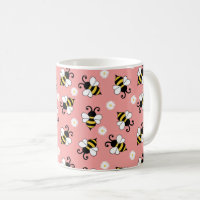 Cute little bees and daisy flowers pattern