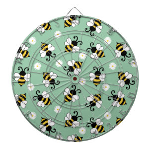 Cute little bees and daisy flowers pattern  dartboard