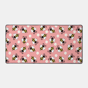 Cute little bees and daisy flowers pattern  desk mat