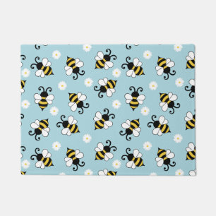 Cute little bees and daisy flowers pattern doormat