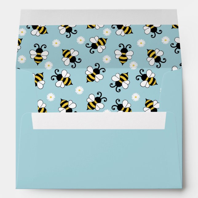 Cute little bees and daisy flowers pattern  envelope (Back (Bottom))