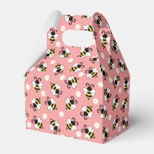 Cute little bees and daisy flowers pattern favour box