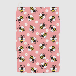 Cute little bees and daisy flowers pattern  golf towel