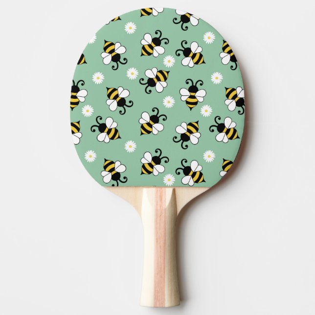 Cute little bees and daisy flowers pattern  ping pong paddle (Front)