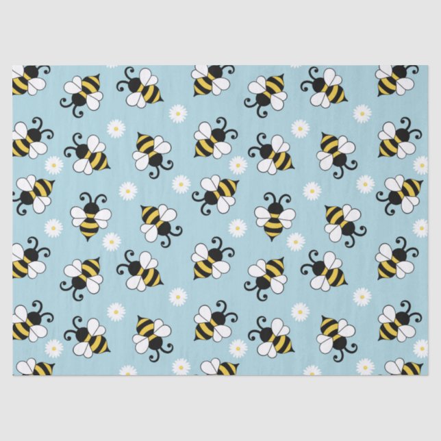 Cute little bees and daisy flowers pattern  tissue paper (Front)