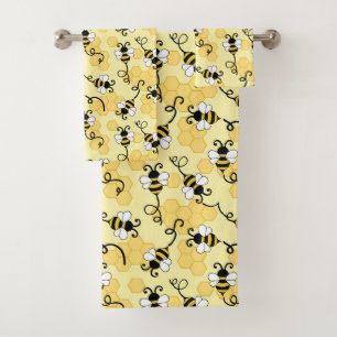 Cute little bees pattern bath towel set