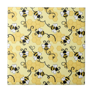 Cute little bees pattern ceramic tile