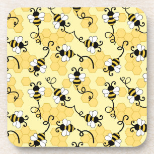 Cute little bees pattern coaster