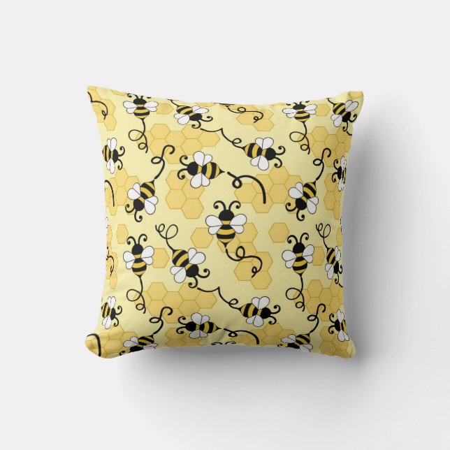 Cute little bees pattern cushion (Front)