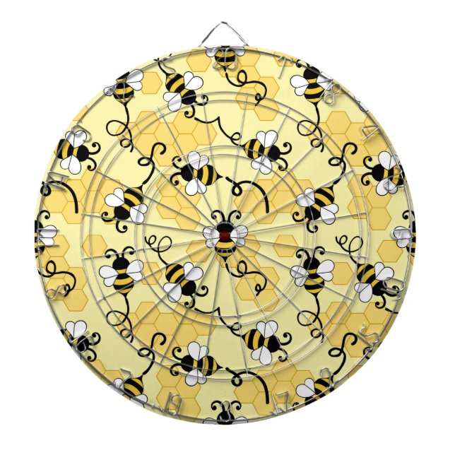 Cute little bees pattern dartboard (Front)