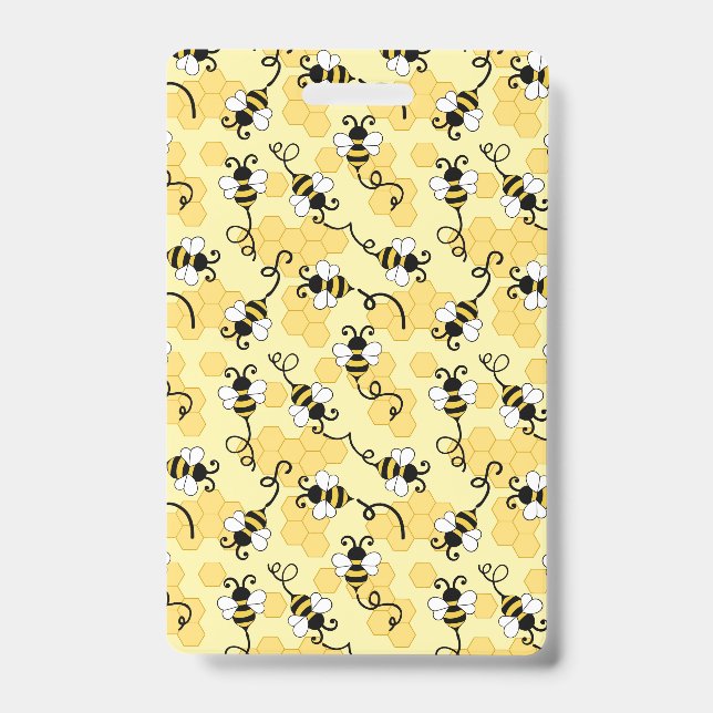 Cute little bees pattern ID badge (Front)