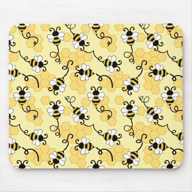 Cute little bees pattern mouse pad (Front)