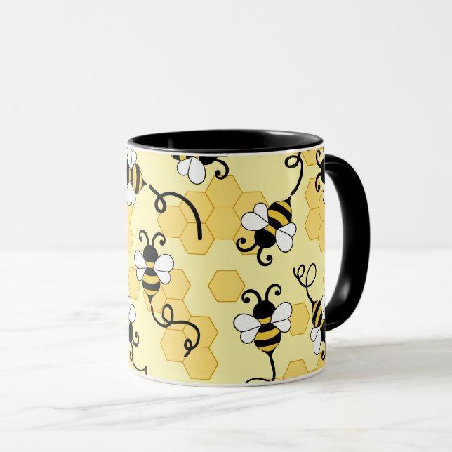 Cute little bees pattern mug (Front Right)