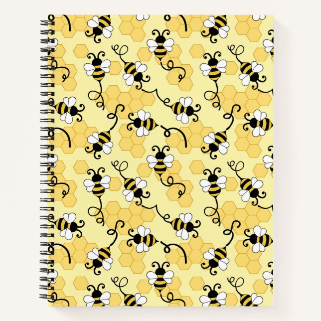 Cute little bees pattern notebook (Front)