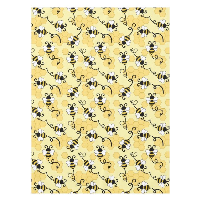 Cute little bees pattern tablecloth (Front)