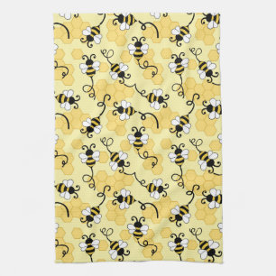 Cute little bees pattern tea towel