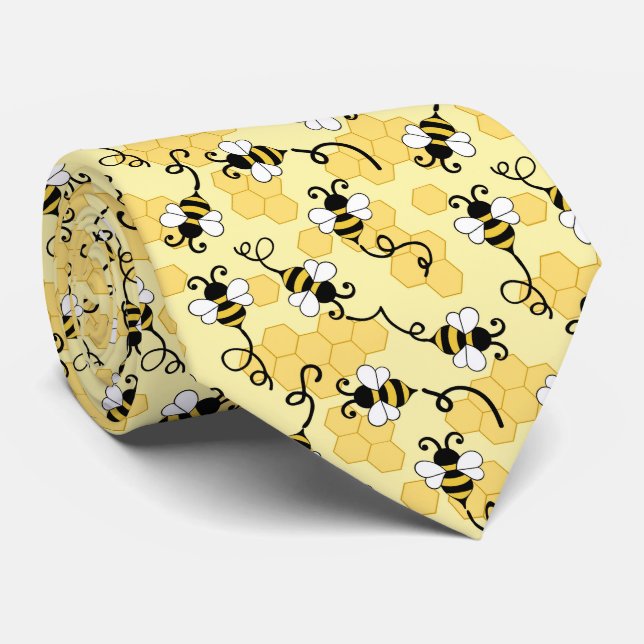 Cute little bees pattern tie (Rolled)