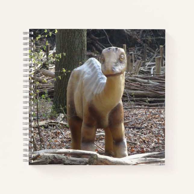 Cute Little Beige Dinosaur Square Notebook (Front)