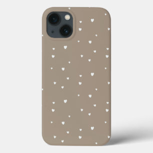 Cute Little Beige / Khaki Hearts iPhone 13 Case
