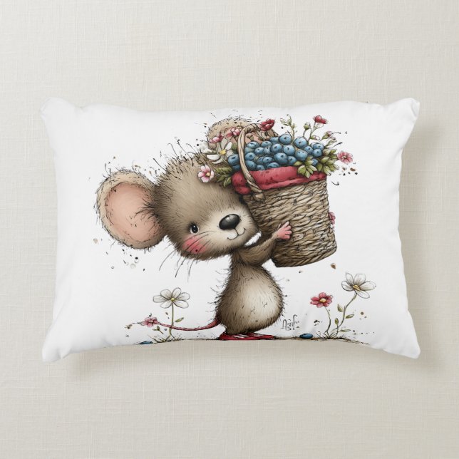 Cute Little Berry Mouse Decorative Cushion (Front)