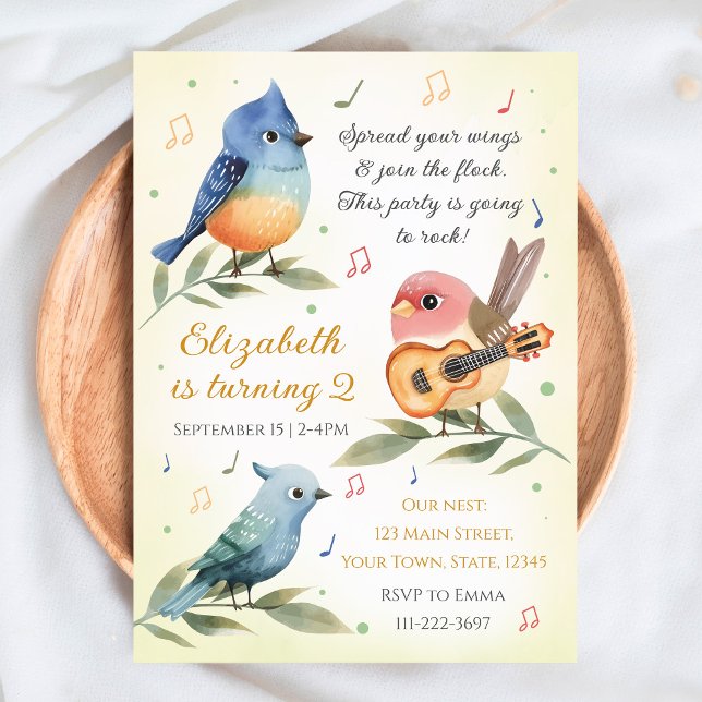   Cute Little Bird Birthday Party Invitation (Creator Uploaded)