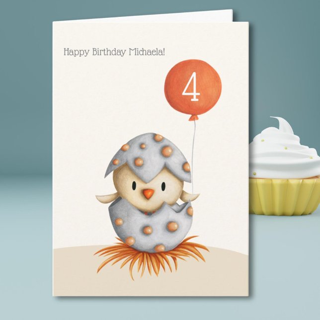 Cute Little Bird in Egg Personalised Kid Birthday Card (Creator Uploaded)