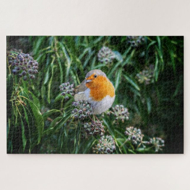 Cute little bird on plant jigsaw puzzle (Horizontal)