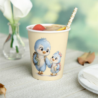 Cute Little Bird Siblings Party Paper Cup