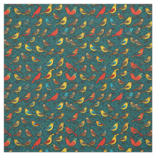 Cute Little Birds Fun Animal Art Prints Fabric