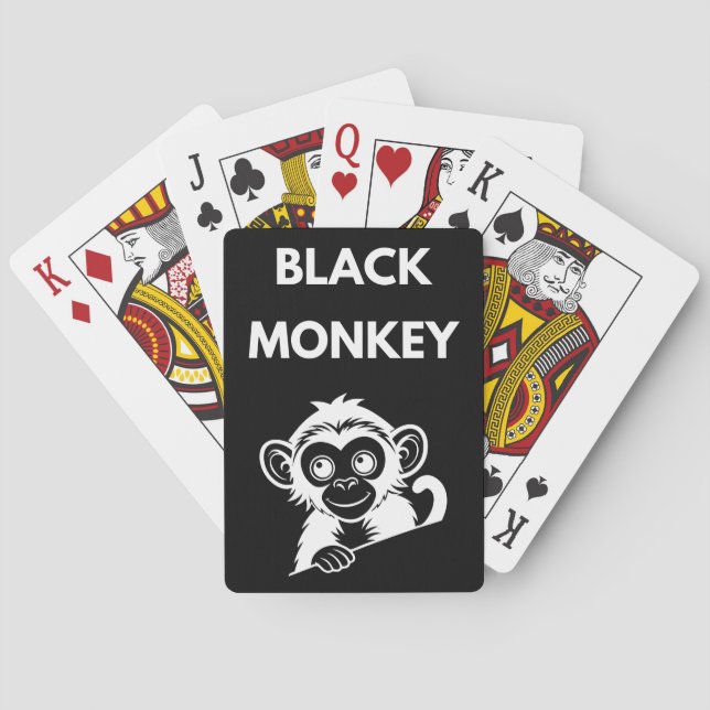 Cute Little Black Monkey Playing Cards (Back)