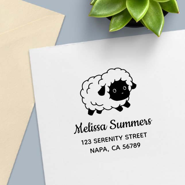 Cute Little Black Nosed Sheep Address Self-inking Stamp (Creator Uploaded)