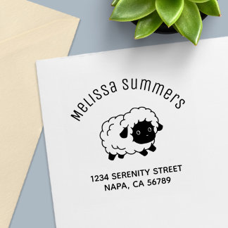 Cute Little Black Nosed Sheep Arch Address Self-inking Stamp