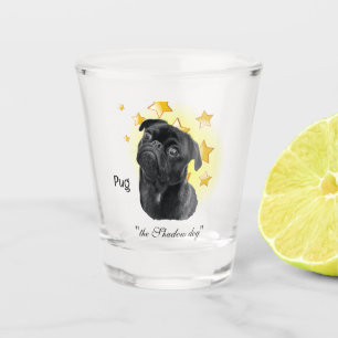 Cute Little Black Pug is a Star   Shot Glass