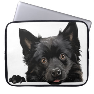 CUTE LITTLE BLACK SCHIPPERKE PUPPY DOG LAPTOP SLEEVE