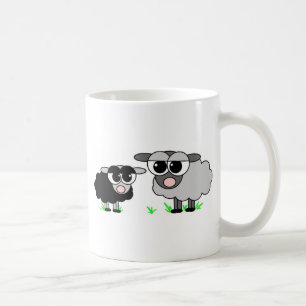 Cute Little Black Sheep and BigGray Sheep Coffee Mug