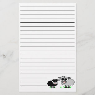 Cute Little Black Sheep and BigGray Sheep Stationery