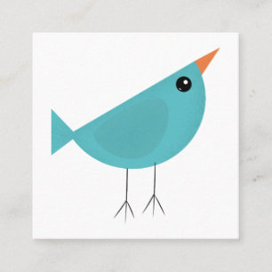 Cute little blue bird square business card