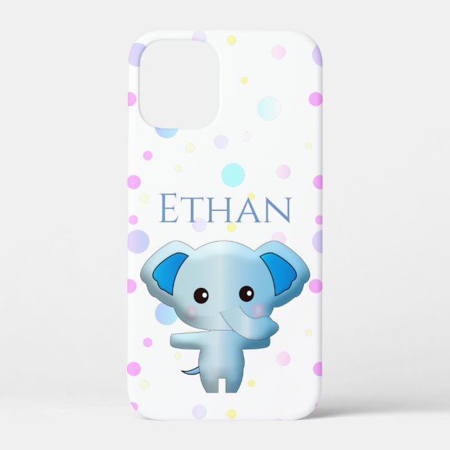 Cute Little Blue Boy Elephant Case-Mate iPhone Case (Back)