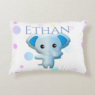 Cute Little Blue Boy Elephant Decorative Cushion