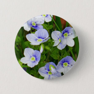 Cute, little blue flowers 6 cm round badge