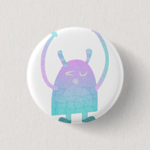 Cute Little Blue Monster 3 Cm Round Badge