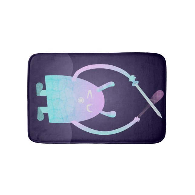 Cute Little Blue Monster Bath Mat (Front)