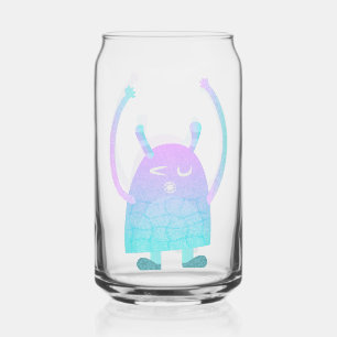 Cute Little Blue Monster Can Glass