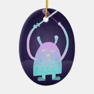 Cute Little Blue Monster Ceramic Ornament
