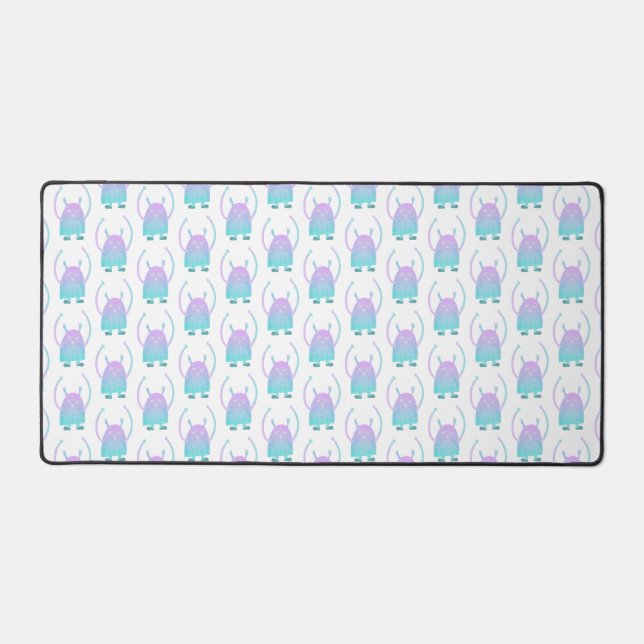 Cute Little Blue Monster Desk Mat (Front)