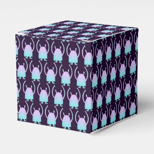Cute Little Blue Monster Favour Box (Front Side)