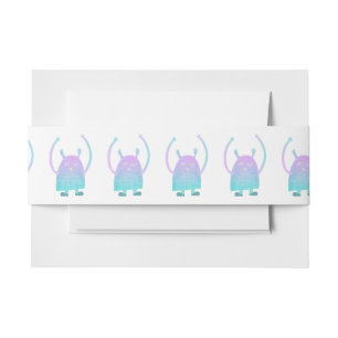 Cute Little Blue Monster Invitation Belly Band