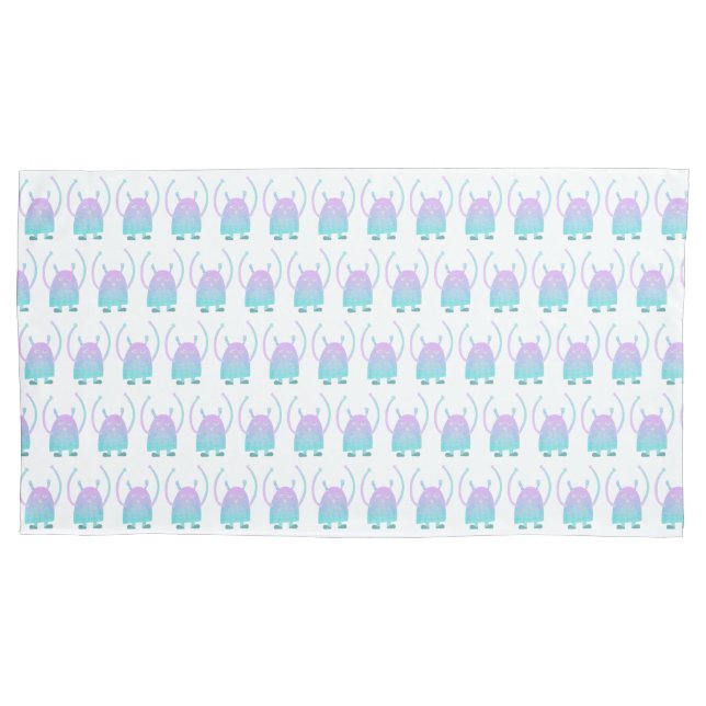 Cute Little Blue Monster Pillowcase (Front)