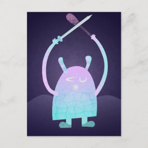 Cute Little Blue Monster Postcard