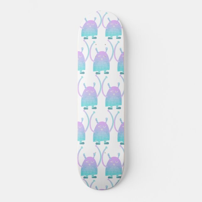 Cute Little Blue Monster Skateboard (Front)
